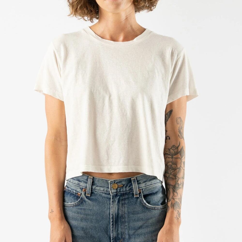 Jungmaven Cropped Lorel Tee Washed White Size M Medium NWT T-Shirt Top 55 Hemp